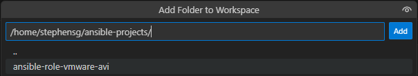 Add Folder to Workspace command in VS Code.