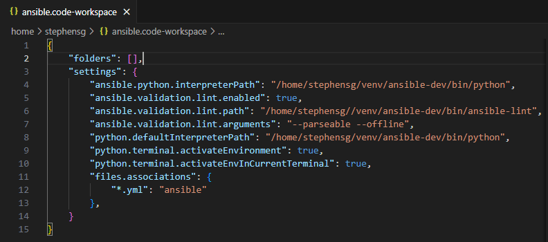 Workspace settings from the original July 2025 setup.