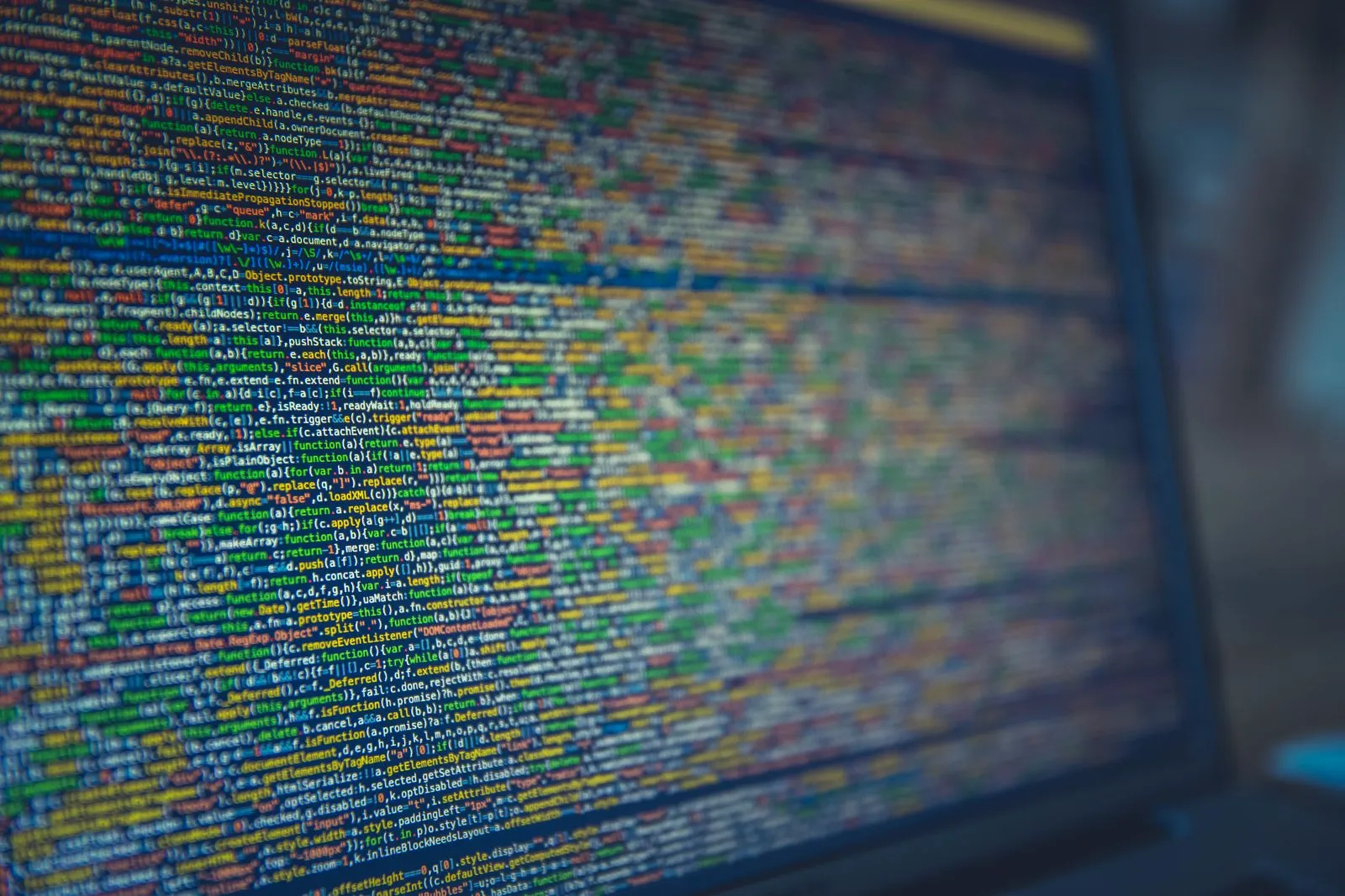 Colourful JavaScript code on a monitor.
