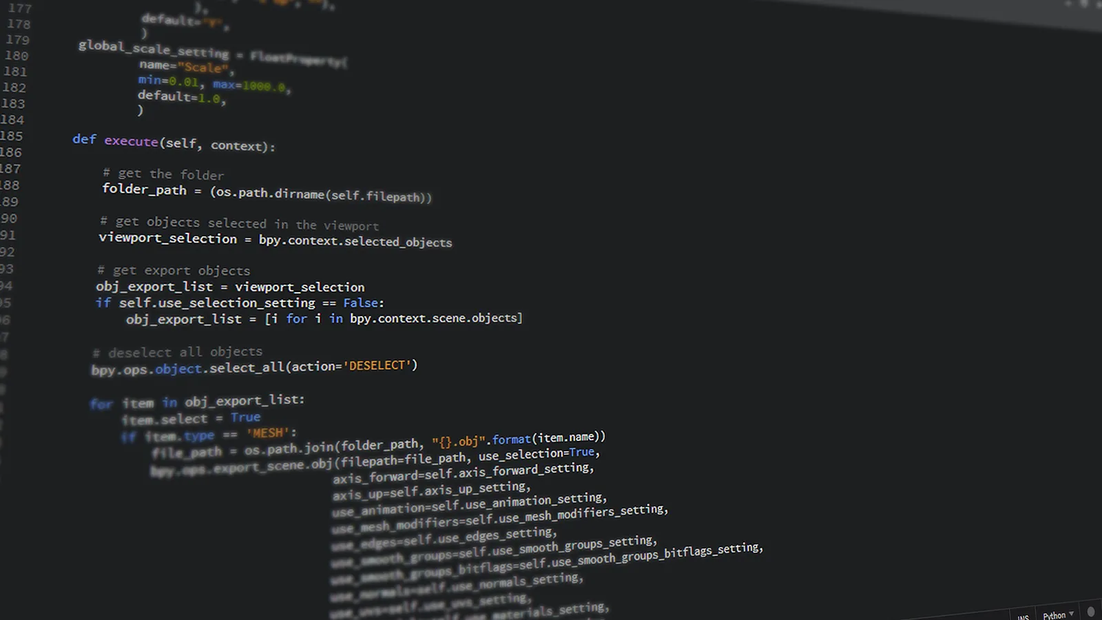 Python code open in an editor.